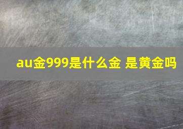 au金999是什么金 是黄金吗